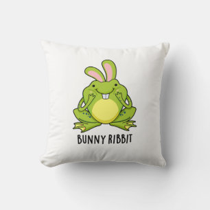 Bunny Ribbit Funny Rabbit Frog Pun  Throw Pillow