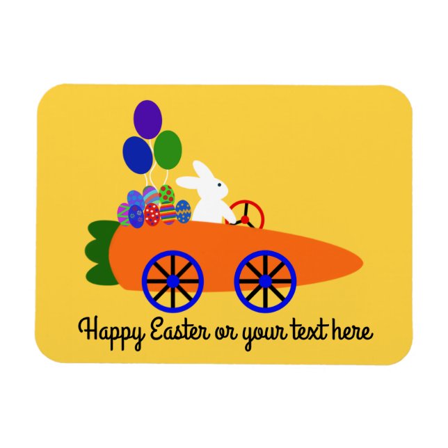 Bunny Riding Carrot Car #3 Magnet (Horizontal)