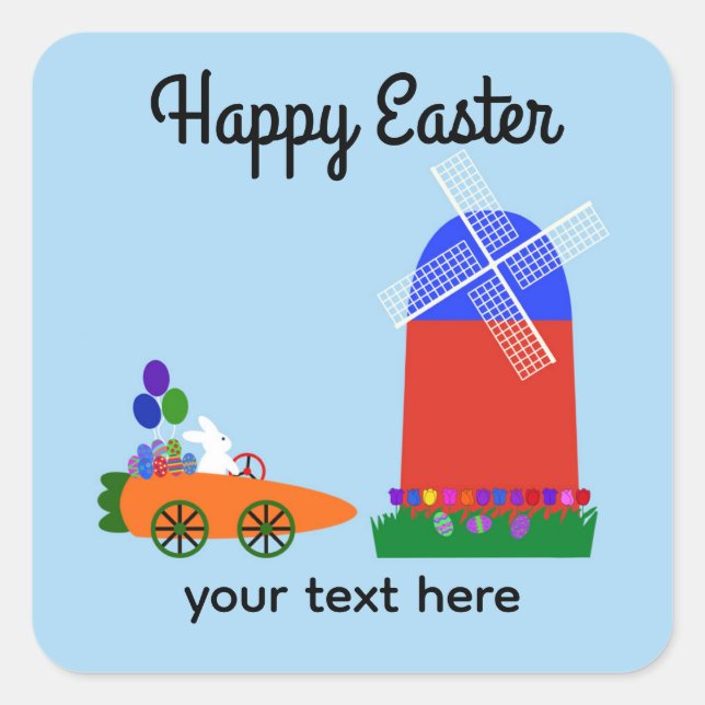 Bunny Riding Carrot Car #4-2 Stickers (Front)