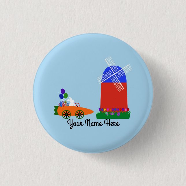 Bunny Riding Carrot Car #4 Button (Front)