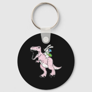 Bunny Riding Dinosaur Easter Egg Hunting Rabbit Sp Keychain