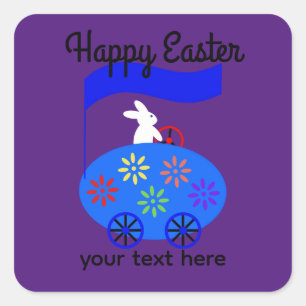 Bunny Riding Egg Car #1-2 Stickers