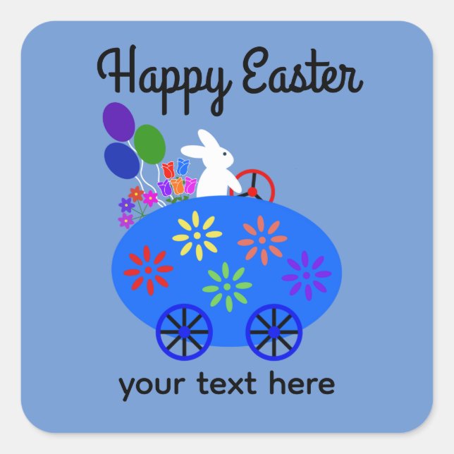Bunny Riding Egg Car #2-2 Stickers (Front)