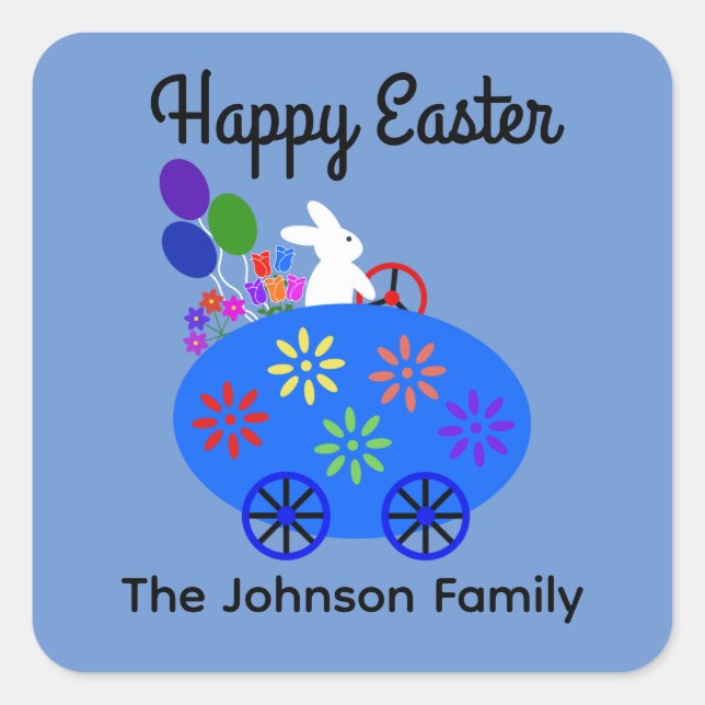 Bunny Riding Egg Car #2 Stickers (Front)