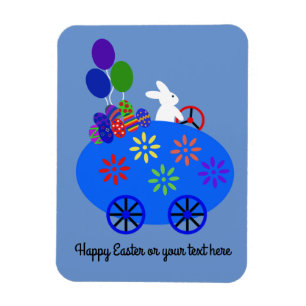 Bunny Riding Egg Car #3 Magnet