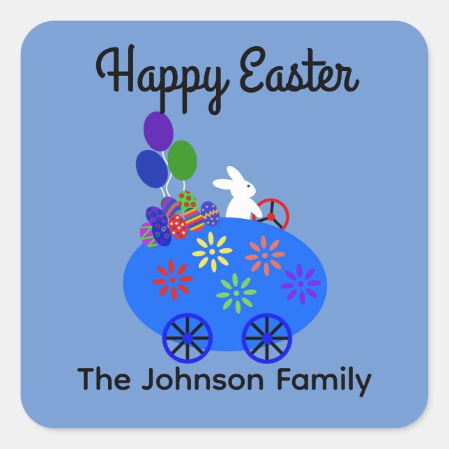 Bunny Riding Egg Car #3 Stickers (Front)