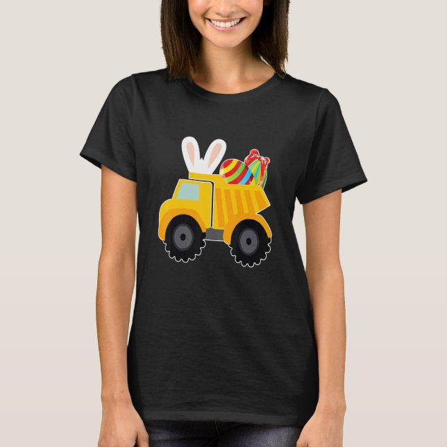 Bunny Riding Garbage Truck Easter Day Bunny Garbag T-Shirt (Front)