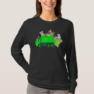 Bunny Riding Garbage Truck Easter Day Bunny T-Shirt
