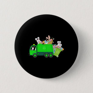 Bunny Riding Garge Truck Easter Day Bunny Garge Tr 2 Inch Round Button