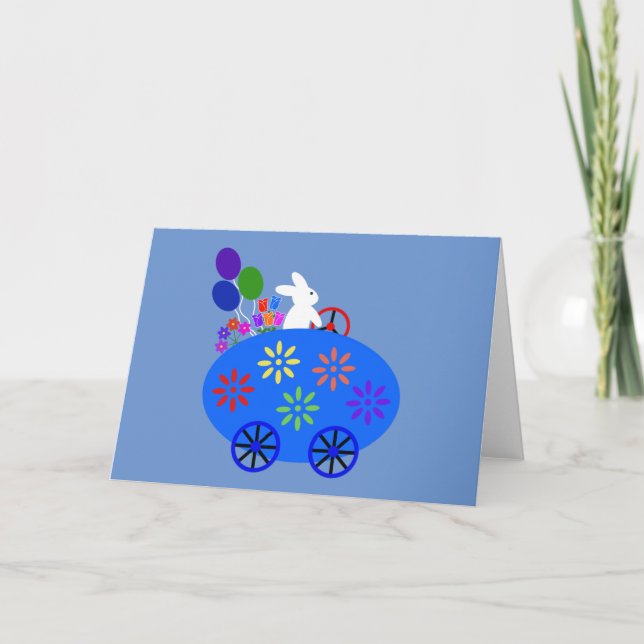 Bunny Riding Oeuf Voiture #2 Carte (Devant)