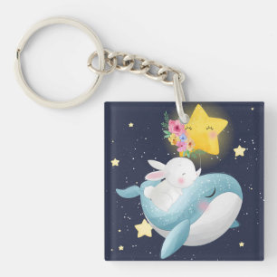 Bunny Riding Un Porte - clé De Baleine