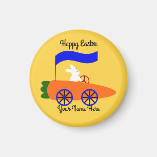 Bunny Riding voiture carotte #1 Magnet rond