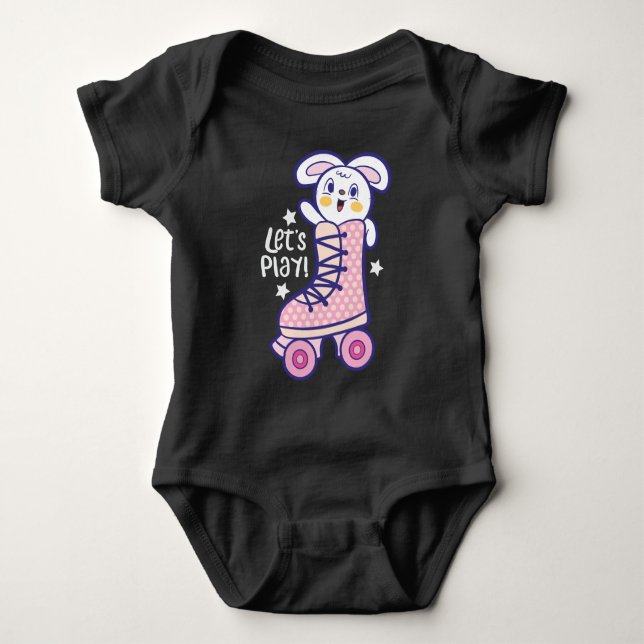 Bunny roller skate baby bodysuit (Front)