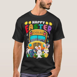 Bunny School Bus & Colorful Eggs Easter Day Men Bo T-Shirt
