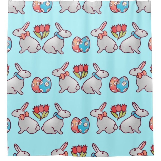 Bunny seamless pattern with easter eggs and a bouq (Front)