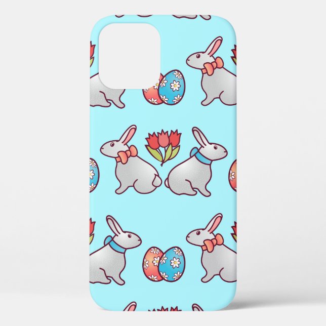 Bunny seamless pattern with easter eggs and a bouq Case-Mate iPhone case (Back)