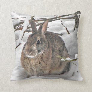 Bunny Seeking Shelter Throw Pillow