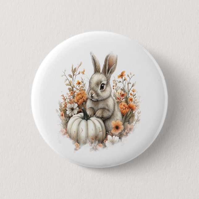 Bunny Shirt Country Pumpkin 2 Inch Round Button (Front)