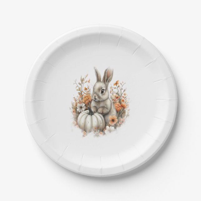 Bunny Shirt Country Pumpkin Paper Plate (Front)