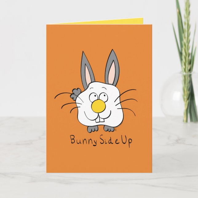 Bunny Side Up Egg Breakfast Funny Greeting Card (Front)