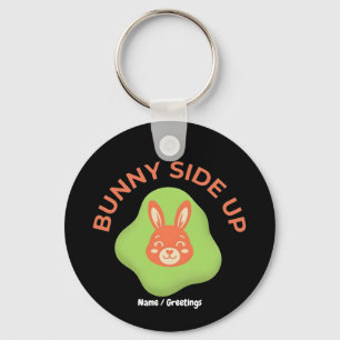 Bunny Side Up Retro Easter Egg Graphic Design  Keychain