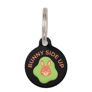 Bunny Side Up Retro Easter Egg Graphic Design Pet Tag