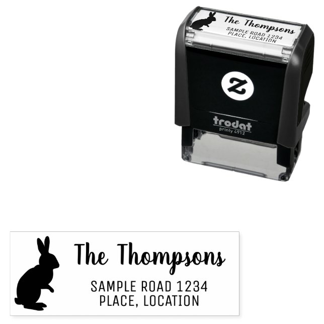 Bunny Silhouette With Address Cute Easter Self-inking Stamp (In Situ)