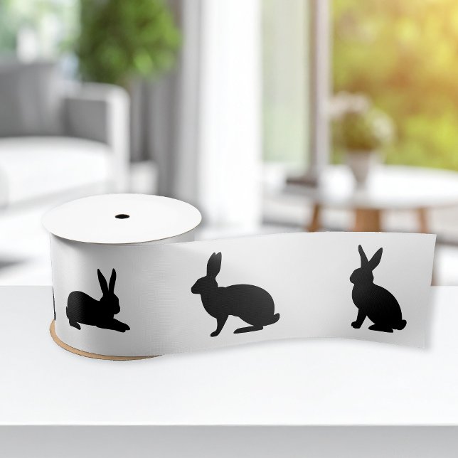 Bunny Silhouettes In Black Cute Easter Satin Ribbon (Creator Uploaded)