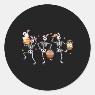 Bunny Skeleton Dancing Easter Basket Carrot Funny Classic Round Sticker