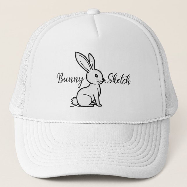 Bunny Sketch – Hand Drawn Rabbit Illustration boné Trucker Hat (Front)