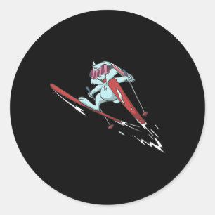Bunny Ski Flying Classic Round Sticker