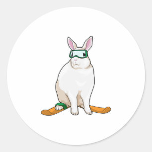 Bunny Skier Ski Classic Round Sticker