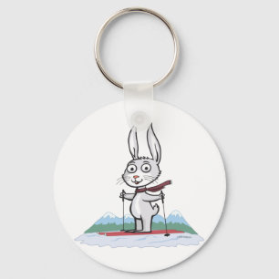 Bunny Skiing Keychain