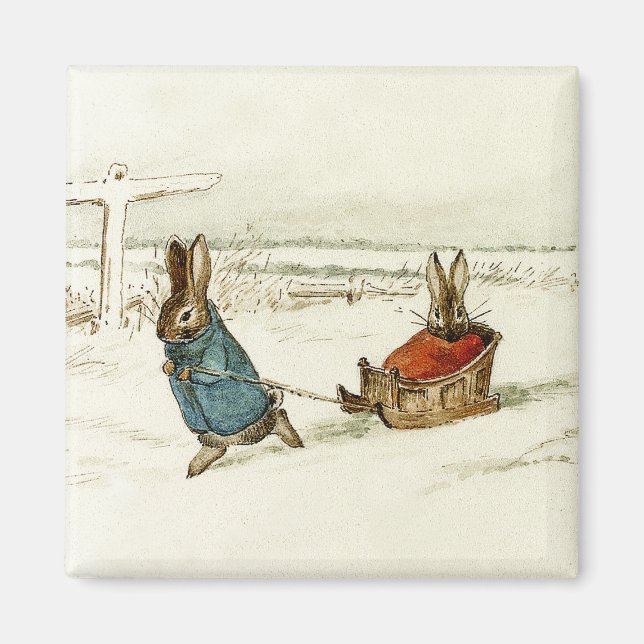 “Bunny Sleigh Ride” by Beatrix Potter Magnet (Front)