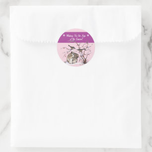 Bunny & Snow Birds Classic Round Sticker