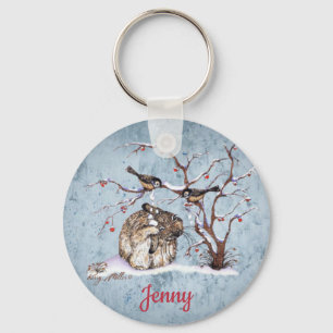 Bunny & Snow Birds Keychain