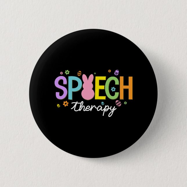 Bunny Speech Therapist Slp Easter Day Speech Thera 2 Inch Round Button (Front)
