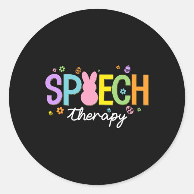 Bunny Speech Therapist Slp Easter Day Speech Thera Classic Round Sticker (Front)