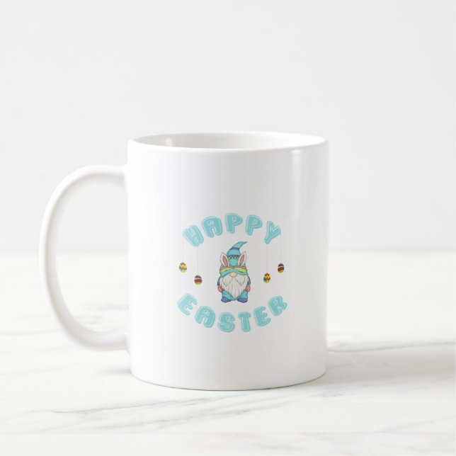 Bunny Spring Gnome Eggs Hunting Happy Easter Day Coffee Mug (Left)
