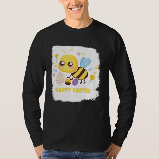 Bunny Spring Hunt Eggs bee Happy Easter Day T-Shirt (Front)