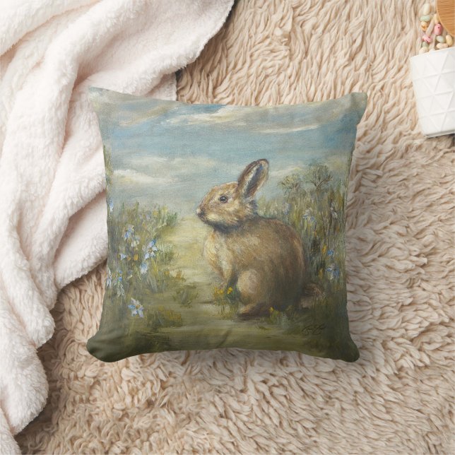 Bunny Spring Op2 Throw Pillow (Blanket)