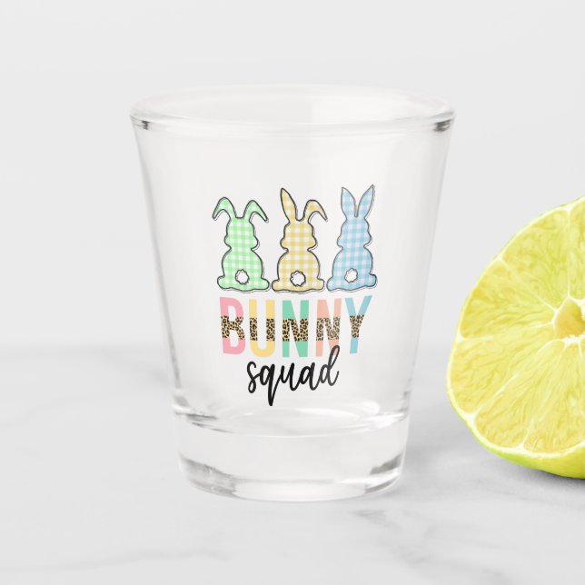 Bunny Squad | Easter Egg Hunt Cute Bunny Shot Glass (Front)