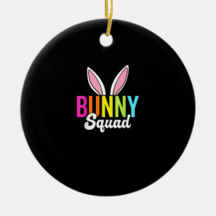 Bunny squad, matching easter rabbit ears, Easter p Ceramic Ornament