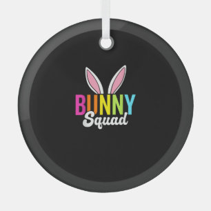 Bunny squad, matching easter rabbit ears, Easter p Glass Ornament