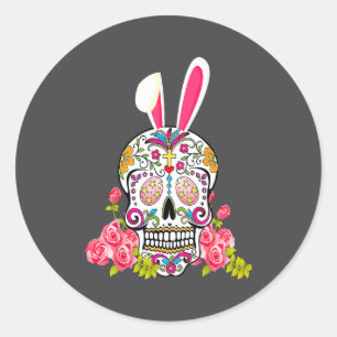 Bunny Sugar Skull Happy Easter Matching Mexican Sk Classic Round Sticker