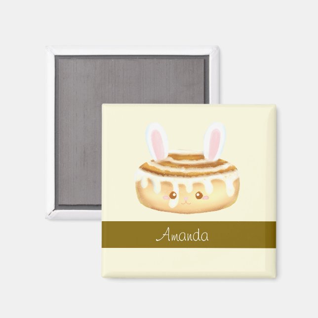 Bunny Sweet Dessert Cinnamon Bun Magnet (Front/Back)