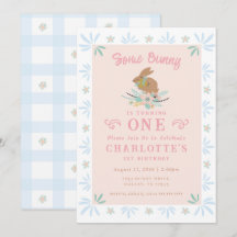 Bunny Sweet Pink Blue Kid First 1st Birthday Party