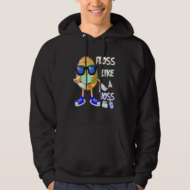 Bunny T Boss Easter Day Cute Egg In Mask And Glass Hoodie (Front)