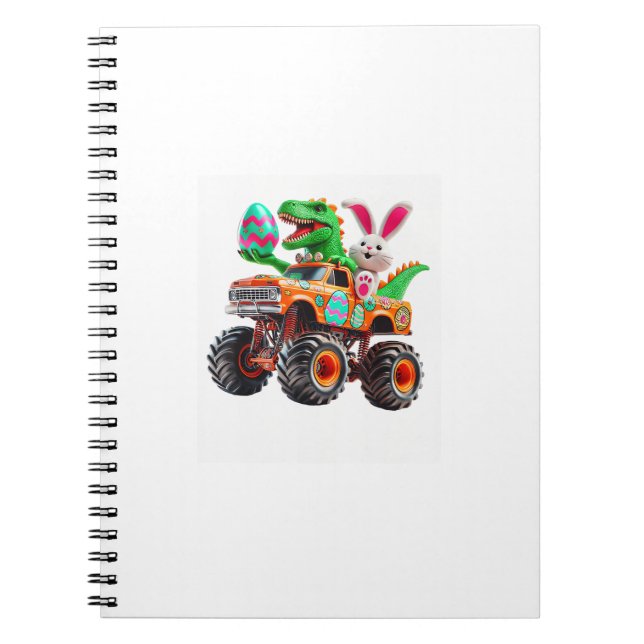 Bunny T-rex Easter Monster Truck Dino Funny Boys K Notebook (Front)