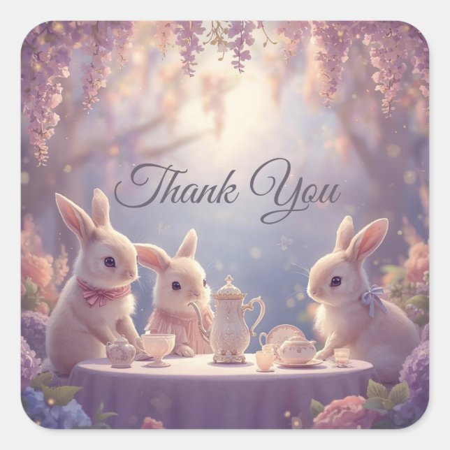 Bunny Tea Party Favor Stickers – Fairy Garden (Front)